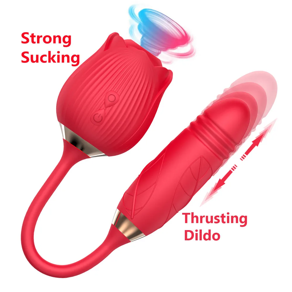 G Spot Sex Toy Clitoris Sucking Rose 2.0 With Penis Rose Shape Silicone  Dildo Vibrator for Women