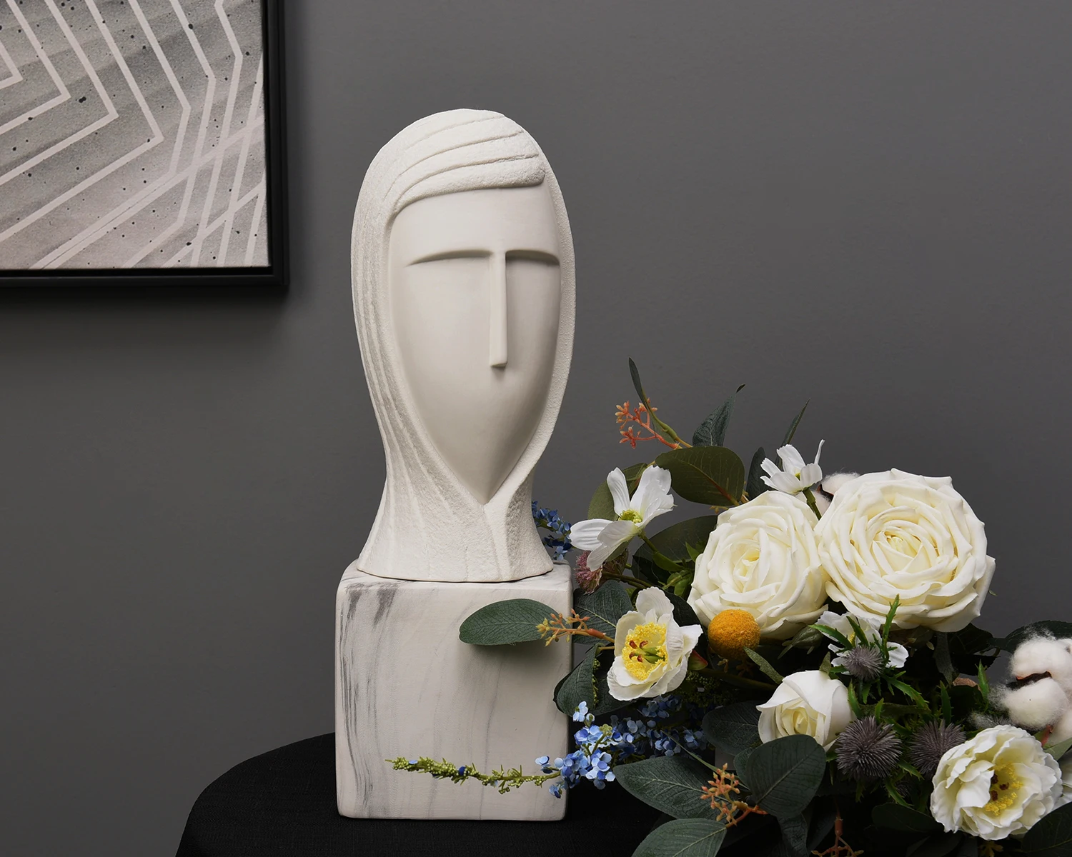 Modern Multiple Colour Style Interior Man Stoneware Head Sculpture