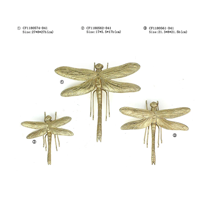 Gold-leaf 3D Dragonfly Insect vintage Wall Hanging wall decor manufacture