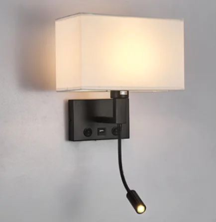 Hotel E27 Socket Fabrics Cover Led Bedside Reading Wall Mount Lights Lamp