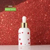 Flacon blanc 30ml avec point rouge-cercle doré+tête de colle blanche