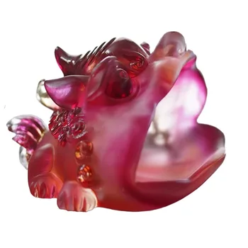 New Chinese style wealth attracting ornaments glass swallowing golden beast Pixiu statue for indoor decoration