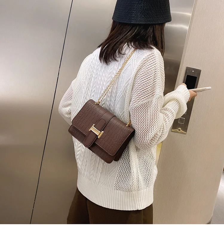 2023 Chic Crocodile Print Leather Shoulder clutch purse handbag Women Trendy Ladies Alligator 2023 mini fashion bag