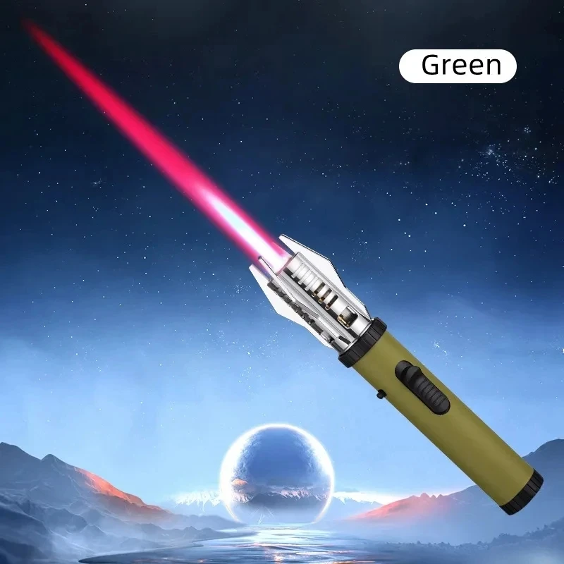 KY Windproof Powerful Spaying Gun Red Flame Jet Gas Butane Inflatable Cigar BBQ Metal Custom Torch Lighter