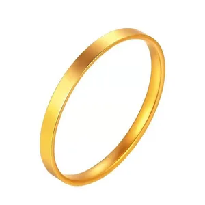 Strong Promotion of Sand Gold 18K Plated Round Women's Trendy Bangles Fashion Style Wedding Gift