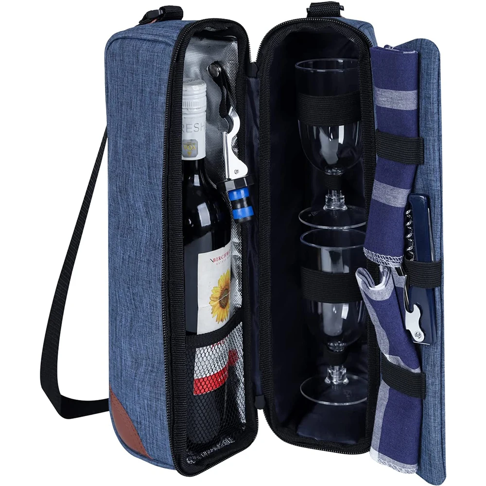Portable Leakproof Picnic Travel Wine Carrying Bottle Insulated Wine Cooler Bag