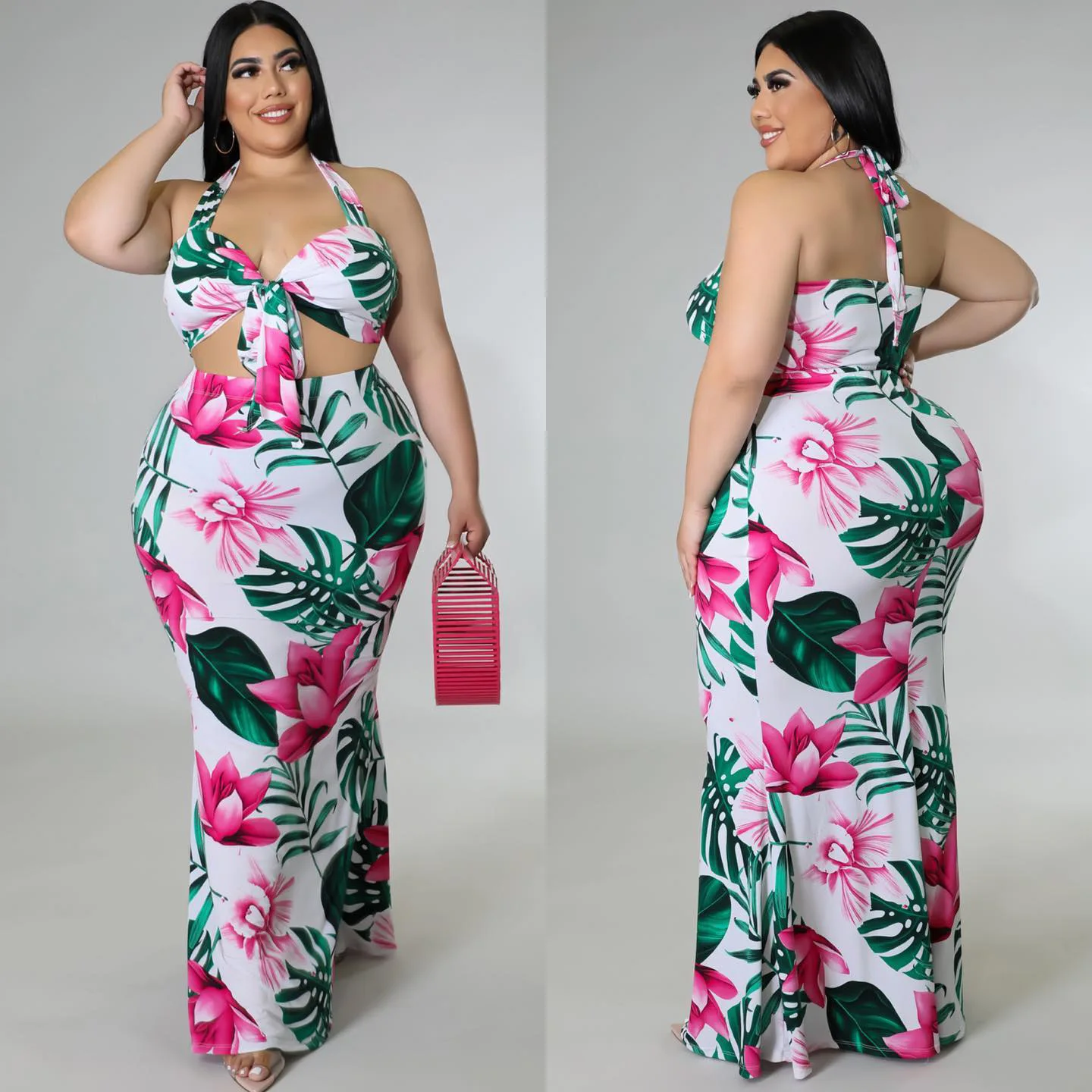 Ba731 2022 New Arrival Fashion Summer Clothes Floral Two Piece Long ...