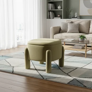 Luxury Upholstered Velvet Stool Footrest Ottoman with Legs for Living Room