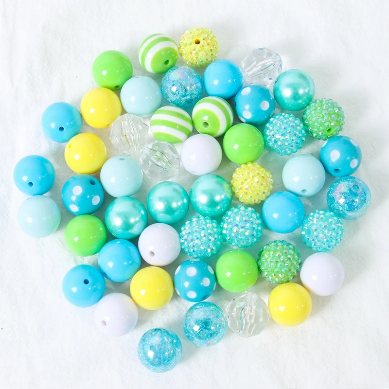 50Pcs 20mm Mixed Bubblegum Beads Set - For DIY Jewelry Making, Bracelets, Necklaces - Colorful Craft Supplies