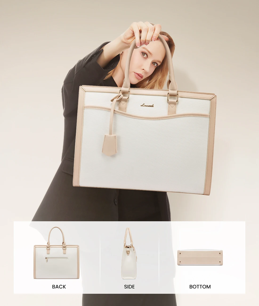 LOVEVOOK OEM Leather Business Work Computer Briefcase Ladies Office Hand Bag Purse15.6 Inches Quality Laptop Handbags for Women