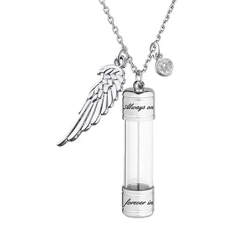 Engraving Openable Glass Vial Pendant Necklace Women Memorial Ashes Bottle Cremation Urn Memorial Gifts Jewelry For Pet Human