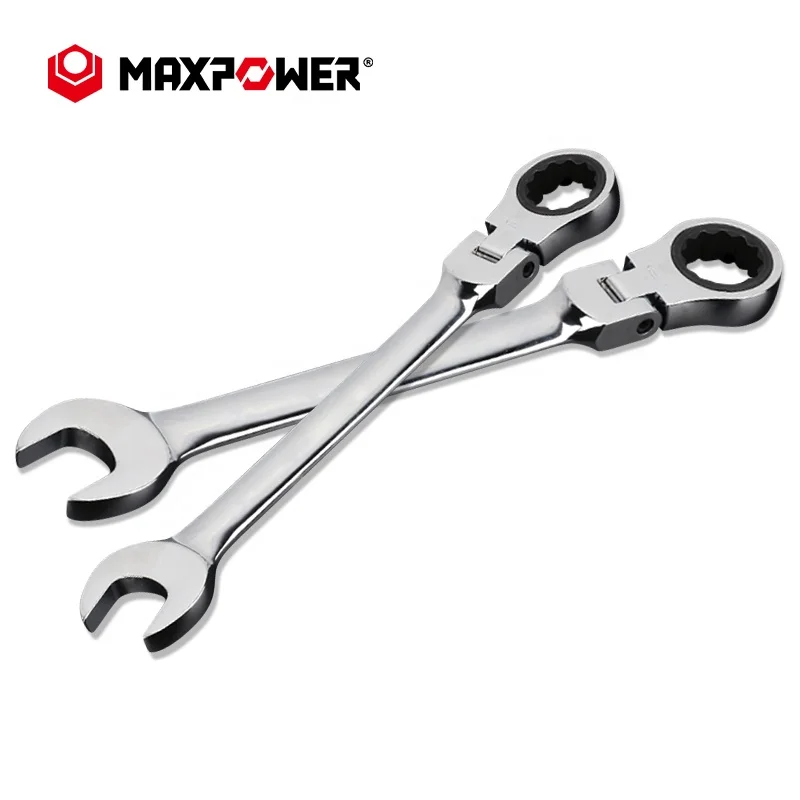 MAXPOWER Auto Repair Combination Open End Spanner Flexible Head Ratchet Wrench