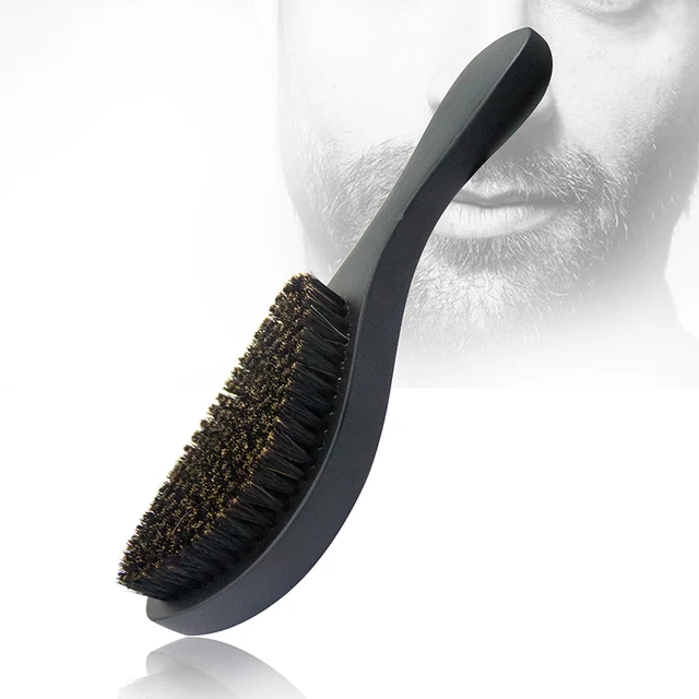 Men's smooth beard brush, beech handle, oil head brush, pig bristle brush, beard styling brush