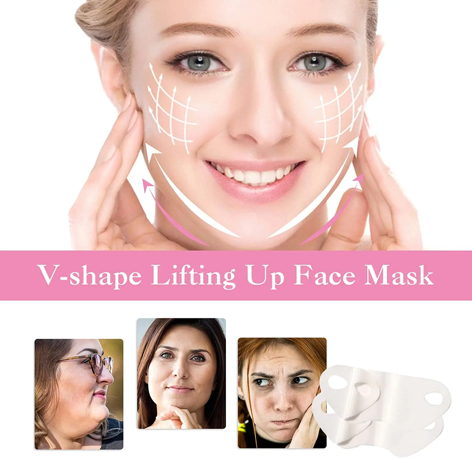 Hydrogel V Shape Mask with Collagen Lifts Sagging Skin Tightens Contours and Slims Jawline Professional Face Sculpting
