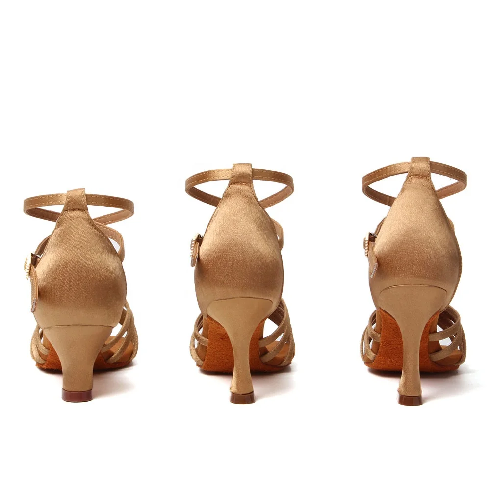 L802 Женская танцевальная обувь для латинских бальных танцев телесного цвета с