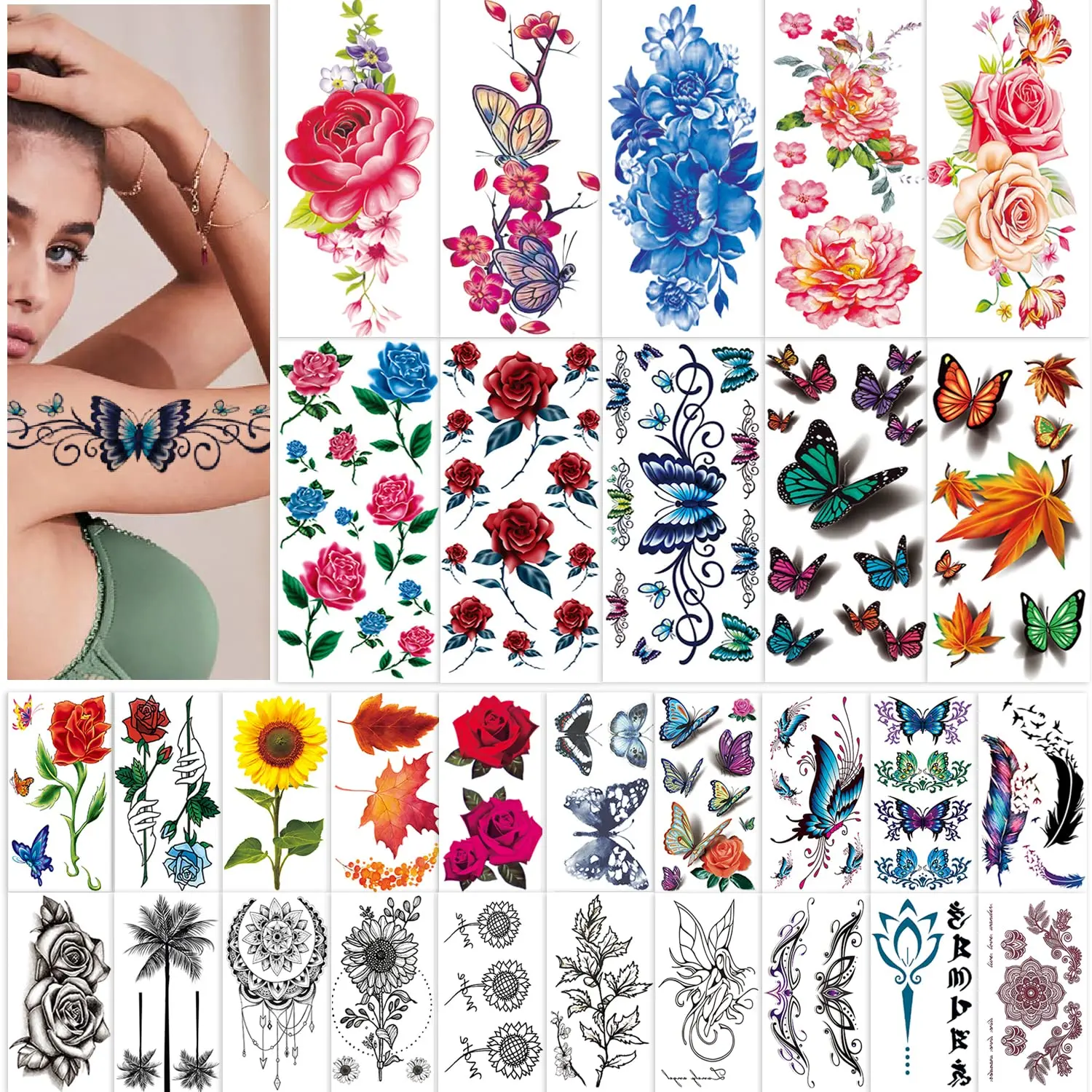 Simply Inked Colored 3D Feather Tattoo Bundle