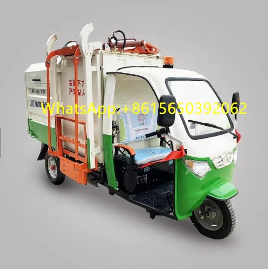 Three Wheel Rechargeable Garbage Bin Lift Truck Urban Garbage
