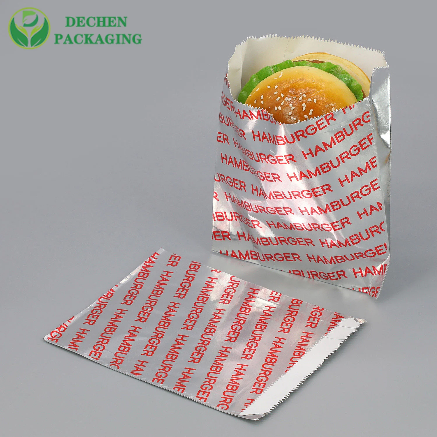 Baguette Kebab Bolsas de papel planas forradas con papel de aluminio blanco Bolsa de papas para mantener el calor