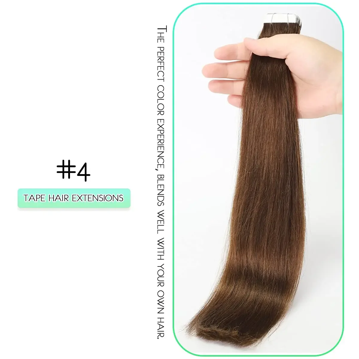 Brazilian Straight Remy Tape In Hair Extensions Medium Brown #4 100% Real Human Hair Skin Weft for Women_voghion.com