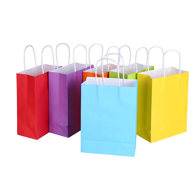 24 Pieces Rainbow Kraft Paper Party Favor Gift Bags With Handle ...