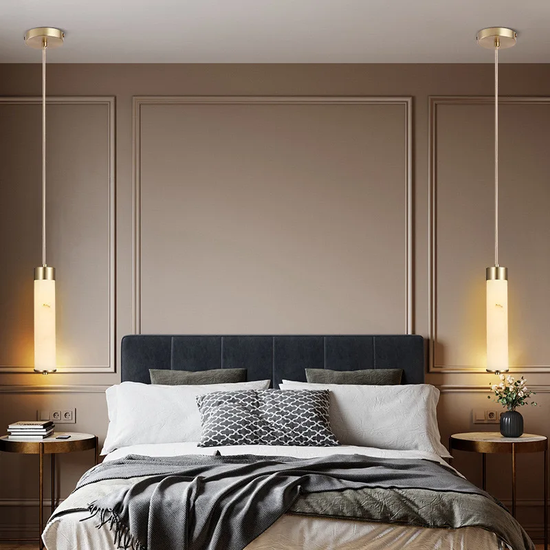 Led Modern Chandelier Alabaster Pendant Light Marble Chandelier Luxury Lights for Bedside
