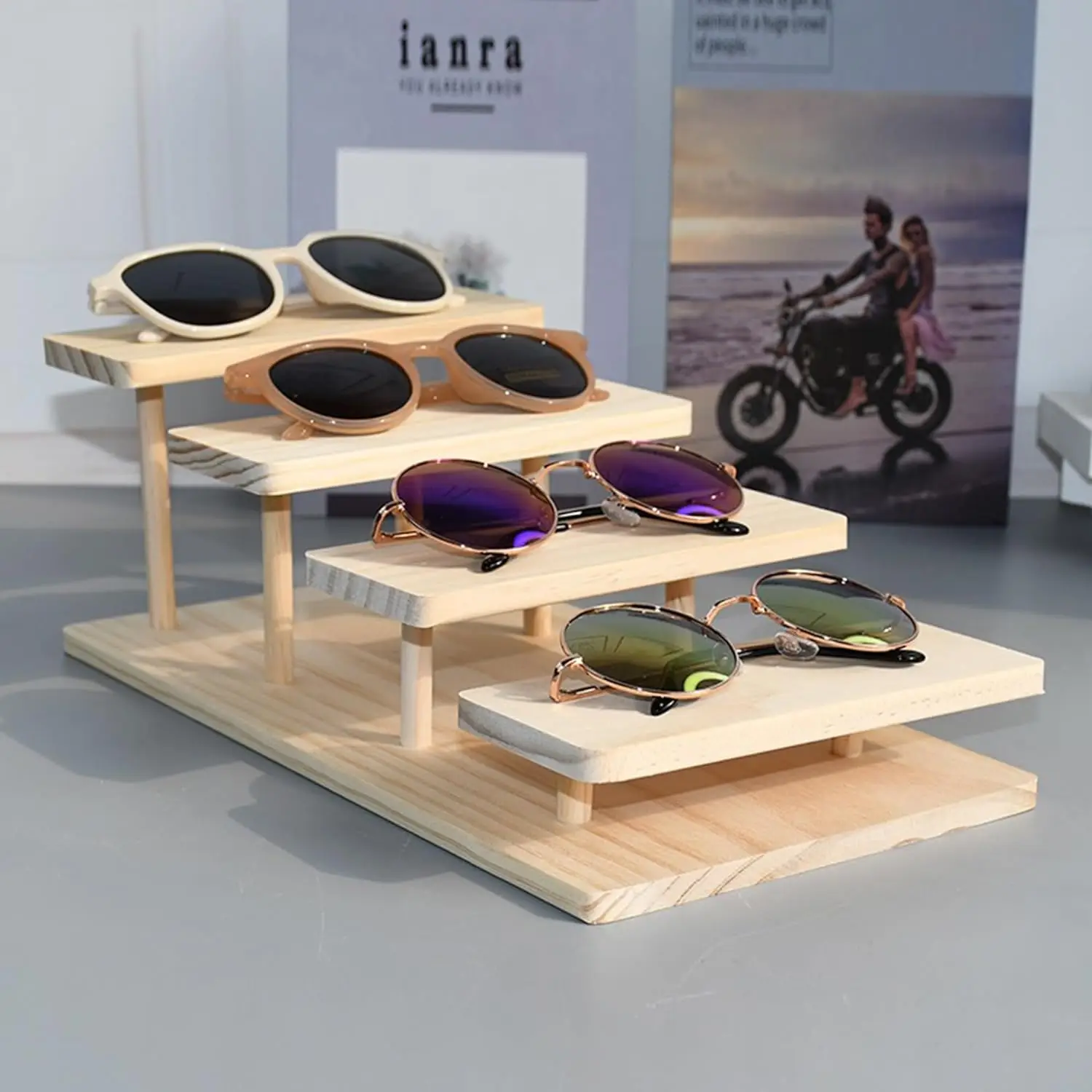 Eyeglasses Display Stand 4 Tier Wooden Glasses Holder Stand Perfume ...