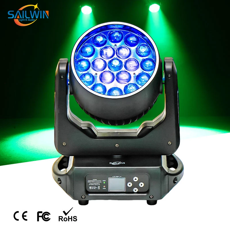 SAILWIN Factory DMX 19*15W LED RING RGBW ZOOM Moving Head Light