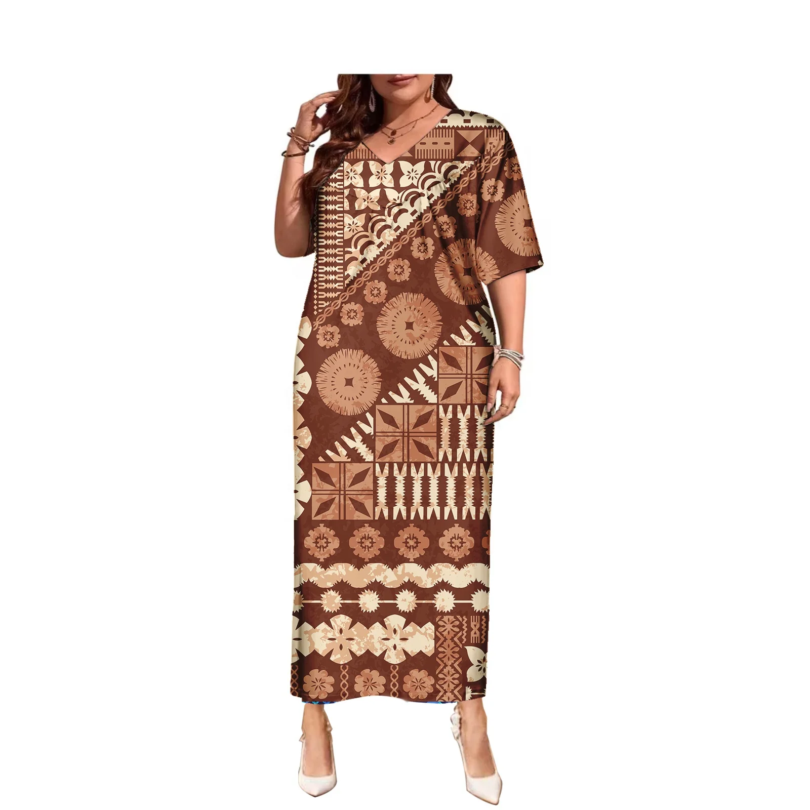 formal fijian dress patterns Amazon.com: Pacific Art Island Retro Pattern Fiji Island Style Women's Fashion Evening Short Sleeve Women's Long Dress : Clothing, Shoes & Jewelry