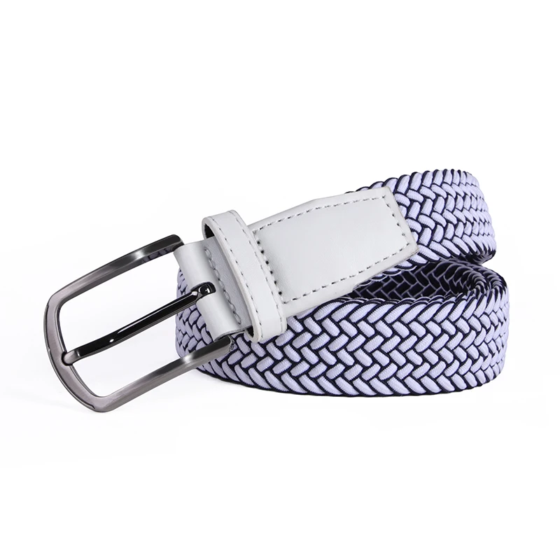 Manufacturer Customize Color Logo Fashion Casual 35mm Braided Elastic Polyester Cotton Men's Stretch Golf Belt