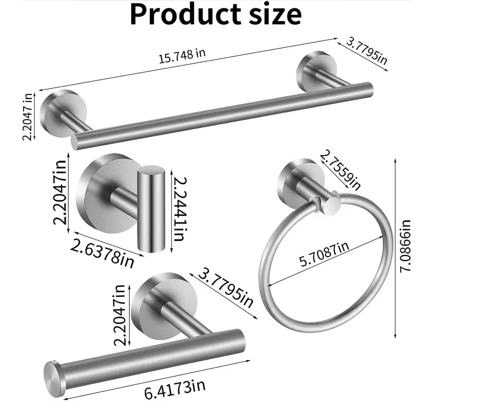 10 Pieces Modern Bathroom Hardware Accessories Set Black And Gold Towel