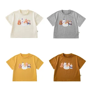 New Arrivals 2022 Summer Kids Cotton T Shirt O-neck Short Sleeve Printed Girls T-shirt