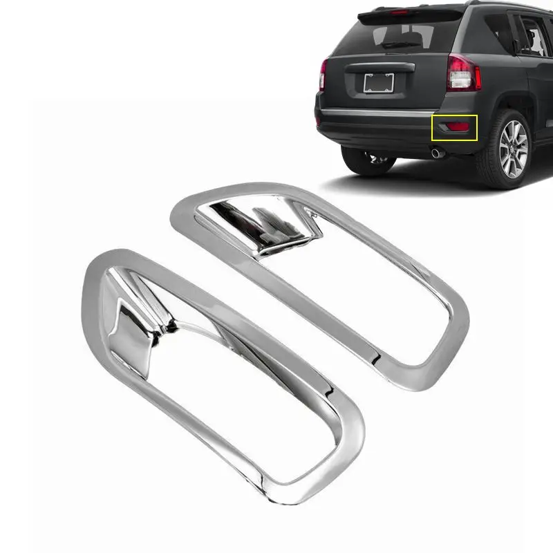 Car body kit rear bumper chrome exterior rear fog light lamp cover trim for Jeep compass 2011 2012 2013 2014 2015 2016