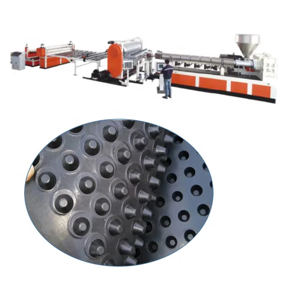 China Made Extruder Machine for Making HDPE PVC Plastic Waterproof Dimpled Drainage Membrane Sheet Board Panel Production Line