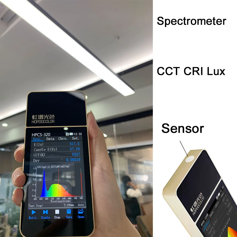 HPCS320D Top Sensor Spectrometer for Lighting Test CCT CRI Meter