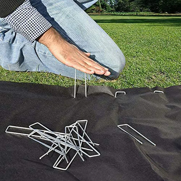 8 Inch Landscape Staples Rust Resistant Heavy Duty Garden Staple U Shaped Galvanized Ground Stakes Sharp Angled Anchor Pins