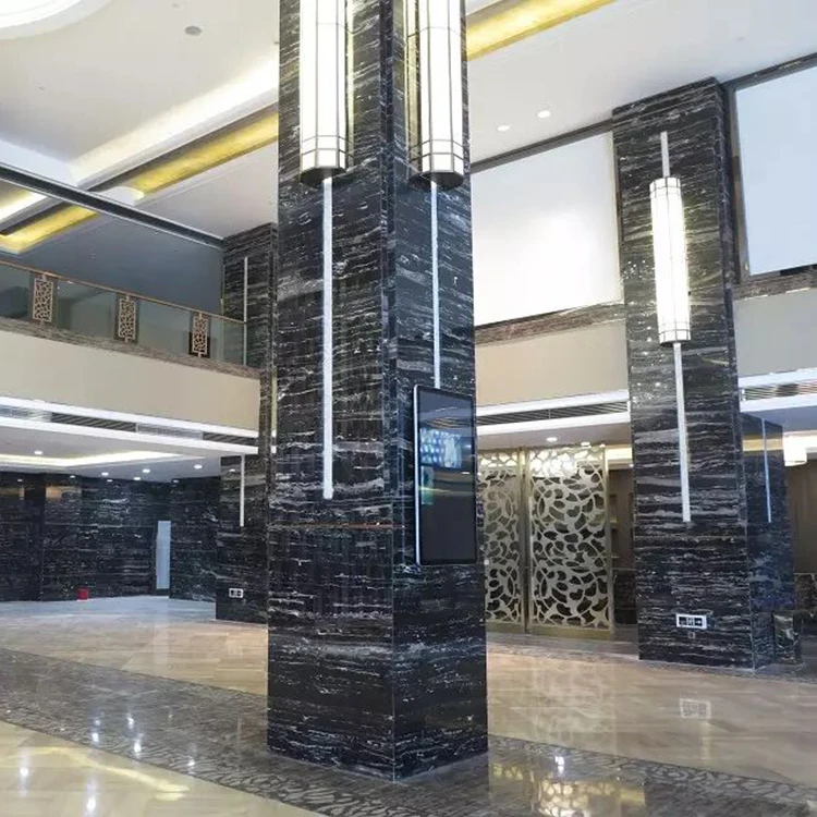 Polished natural stone tiles Chinese  black marble with sliver vein price for decoration