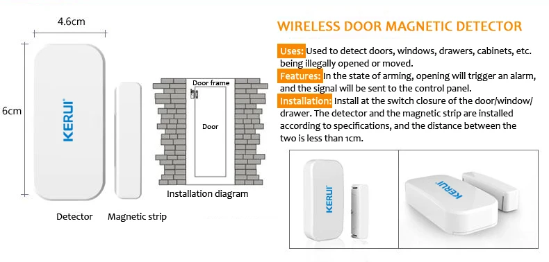 Home Security Alarm 433 MHhz Open Close Door and Window Contact Alarm Door Alarm System Wireless Door Sensor