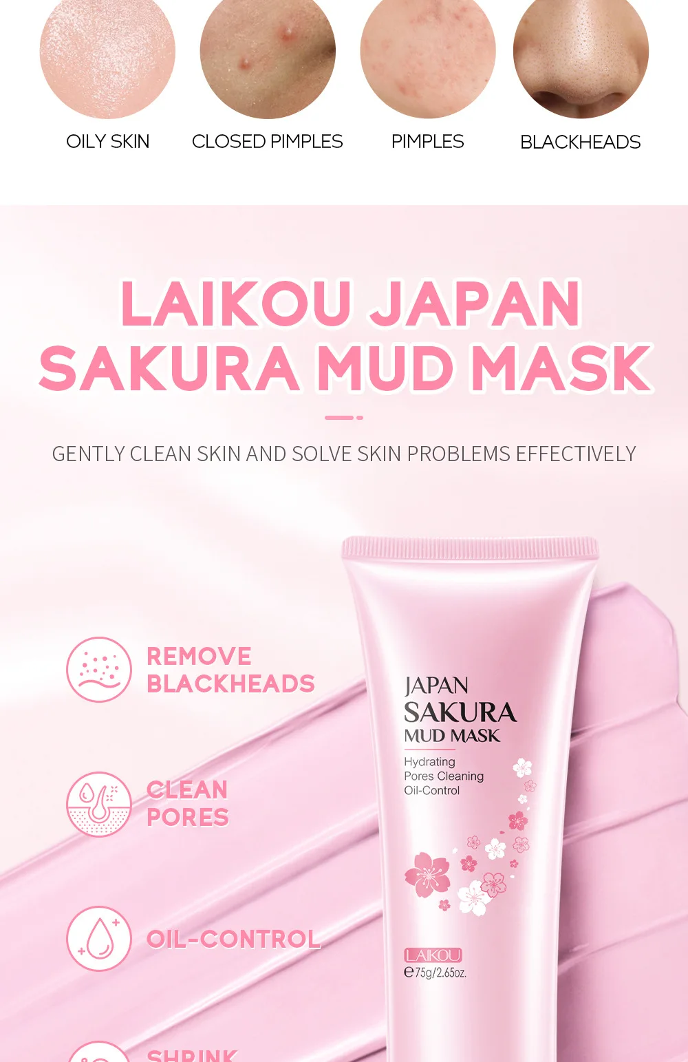 LAIKOU Pore Cleansing Hydrating Oil Control Organic Japan Sakura 