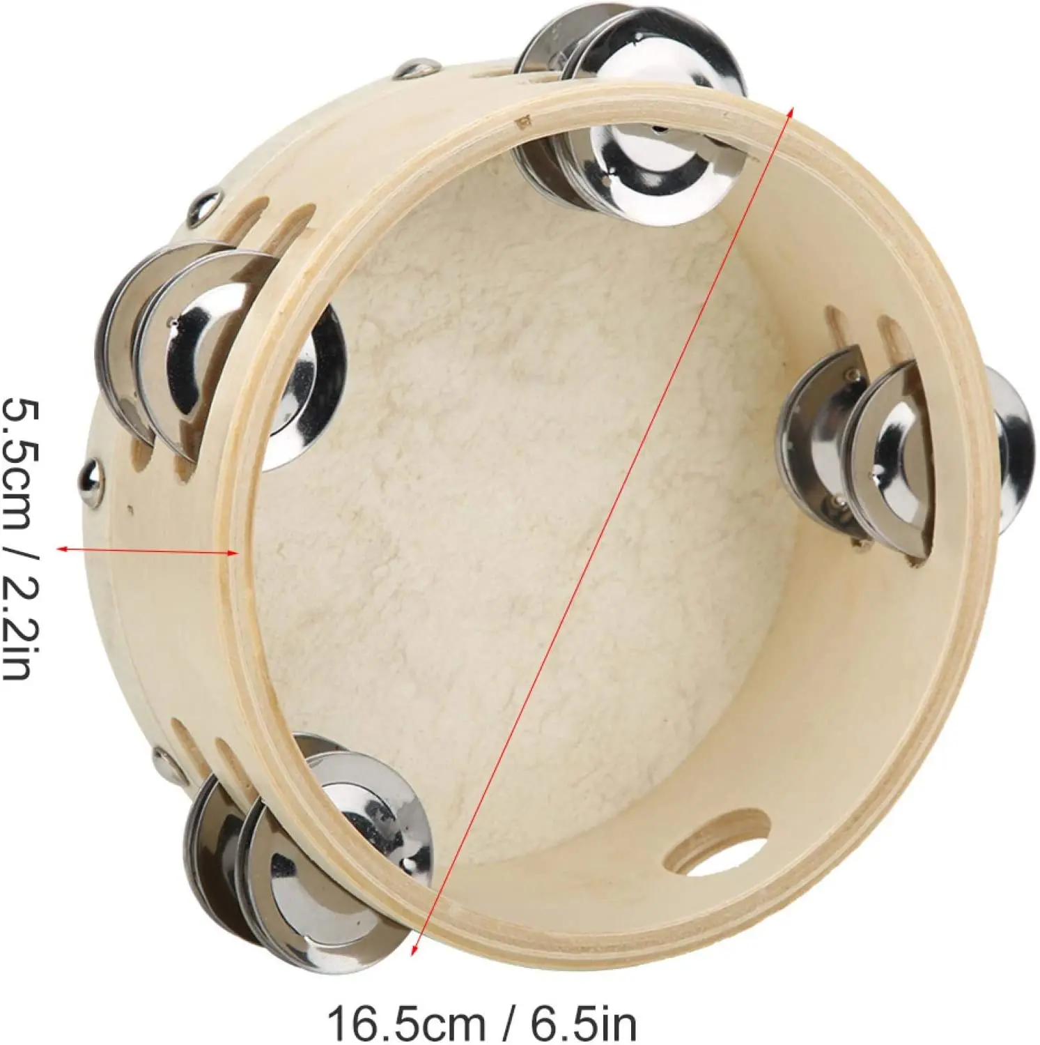 2023 New Sheepskin Wholesale China Customized Instruments Musical Wooden Tambourine For Sale