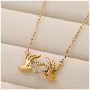 Necklace Extravagant love Hands Design Customize Teacher Ornaments St. Patrick's Day Exquisite Pendant Necklaces