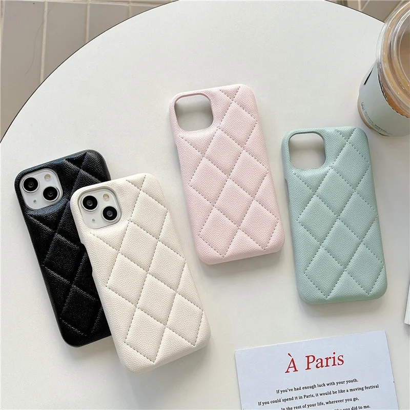 Luxury Leather Phone Case For Iphone 16 15 14 13 12 11 Plus Pro Max Pure Colors Anti Drop Back Cover