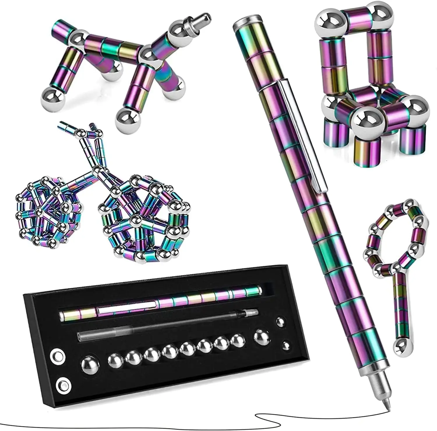 Purple Magnetic Fidget Pen with Custom Logo