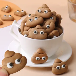 Chocolate Flavor Funny Poop Shaped Sugar Wafers Cute Dog Poop Decorated Cookies