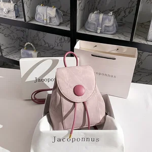 2023 Factory Wholesale New for Pink Denim Backpack for Female Students Customized Logo PU Material for School Outdoor Travel Sum