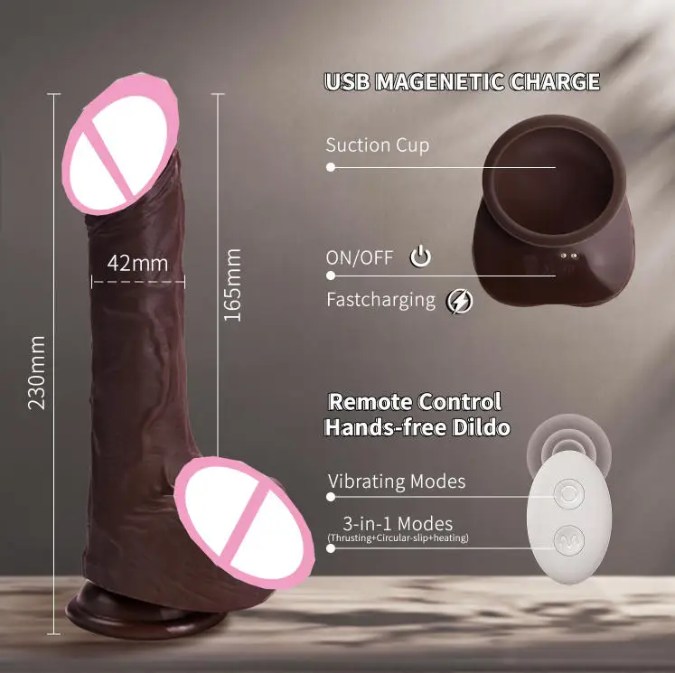 7 Thrusting Vibration Modes Realistic Big Dildo Vibrator Remote Control Penis Heating Vibrating Rotation Sex Toys for Woman