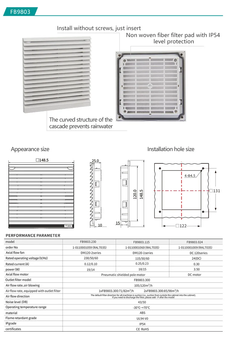 Demma Axial Filter Fb9802 Panel Ventilation Filter Fan For Cabinet ...