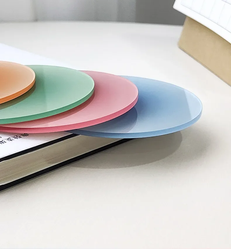 Custom Print Logo Color Tea Coffee Cup Coaster Heat Insulation Clear Acrylic Placemats Gradient Color Round Acrylic Coaster