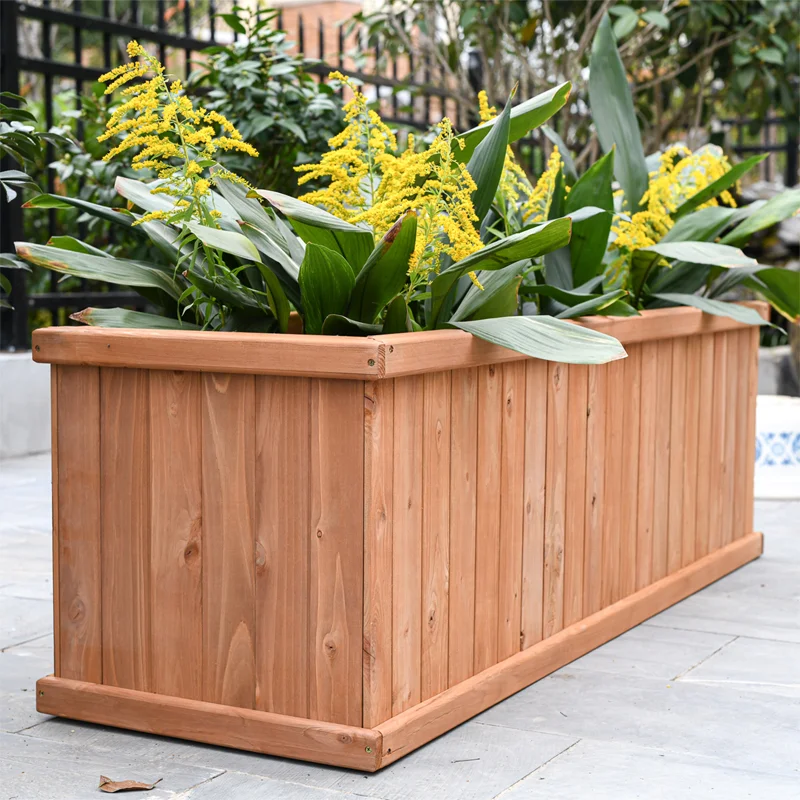 Outdoor Luxurious Large Wood Flower Plant Pots Wooden Garden Bed Planter Box