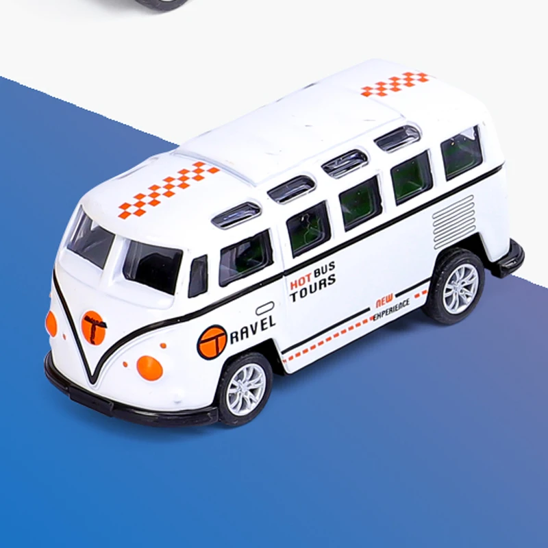 Simulation Diecast Metal Alloy Bus Pull-Back Toy Car Model