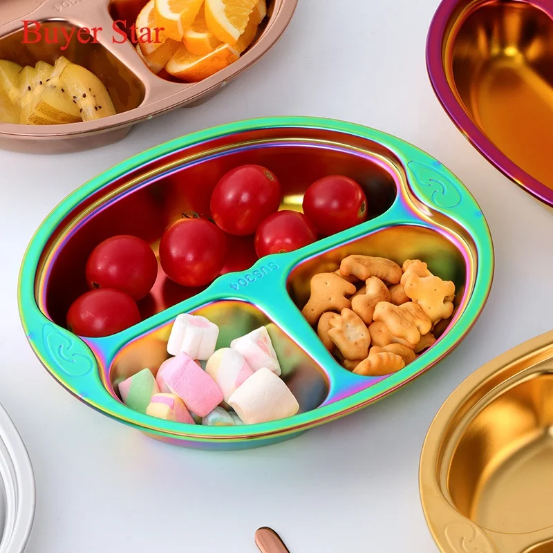 Wholesale 18/8 Stainless Steel Kids Divided Dinner Plates